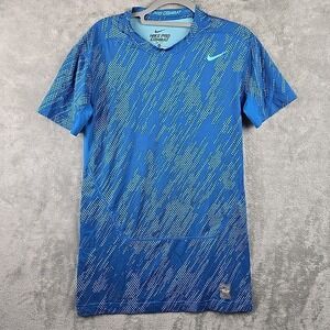 Nike Pro Combat T-Shirt Men's XL Blue‎ Compression Dri-Fit Geometric Athletic